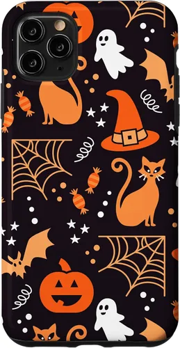 Vista 13 de Carcasa para iPhone 16 Halloween, calabazas, fantasmas, bruja, caramelo, maíz, murciélagos, calaveras