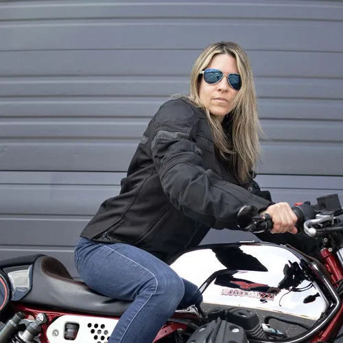 Vista 9 de Milwaukee Leather MPL2775 - Chaqueta de carreras de tela y malla blindada negra para mujer