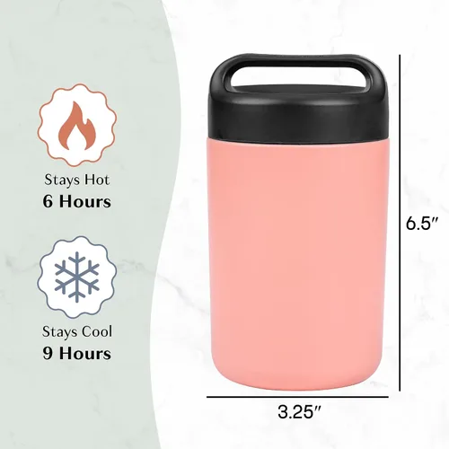 Vista 4 de Goodful Tarro de comida de acero inoxidable, recipiente de almacenamiento de alimentos aislado con sello al vacío de doble pared con asa de Rubor