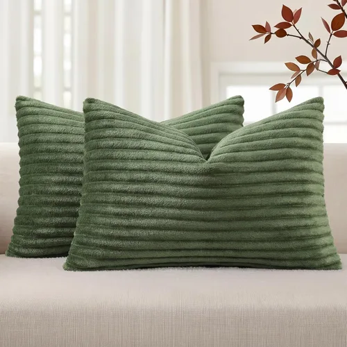 Vista 24 de Simmore Juego de 2 fundas de almohada decorativas de verano de 16 x 16 pulgadas, fundas de almohada suaves de franela de felpa natural de doble cara