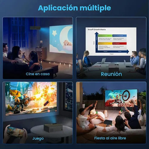 Vista 7 de 【400 ANSI de alto brillo】Proyector Bluetooth WiFi FUDONI Native 1080P Negro