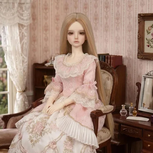 Vista 6 de Peluca larga recta de 8-9 pulgadas 1/3 BJD MSD DOD Pullip Dollfie peluca centro de separación DIY fabricación accesorios para el cabello