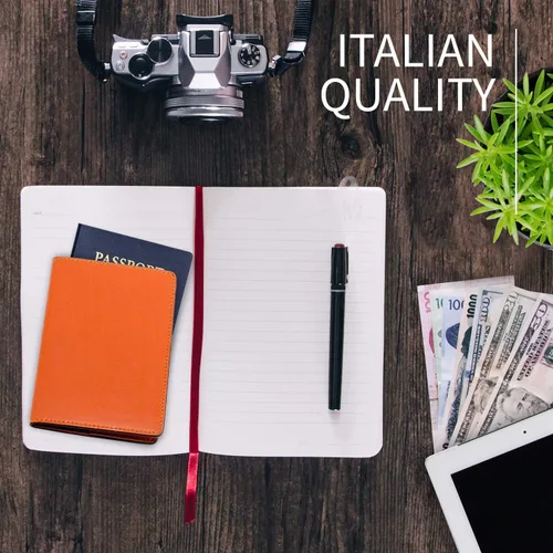 Vista 6 de Funda de pasaporte billetera de pielHecho En Italia