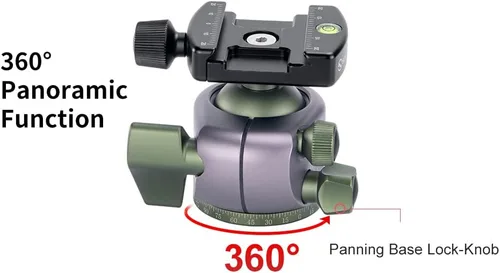 Vista 3 de Sunwayfoto TH-40S - Cabezal de bola de alta resistencia de bloqueo de perfil bajo de 1.575 in para trípode compatible con Arca