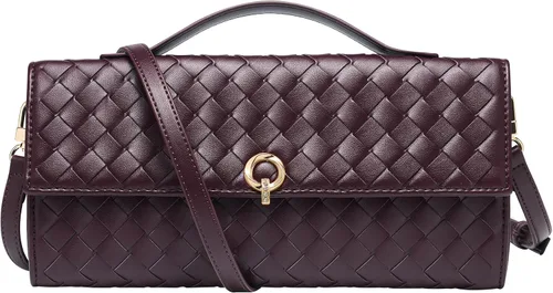 Vista 4 de CHUNLI Bolsos de mano tejidos elegantes para mujer, bolsos cruzados de diseñador con asa superior, bolso formal de piel sintética de noche