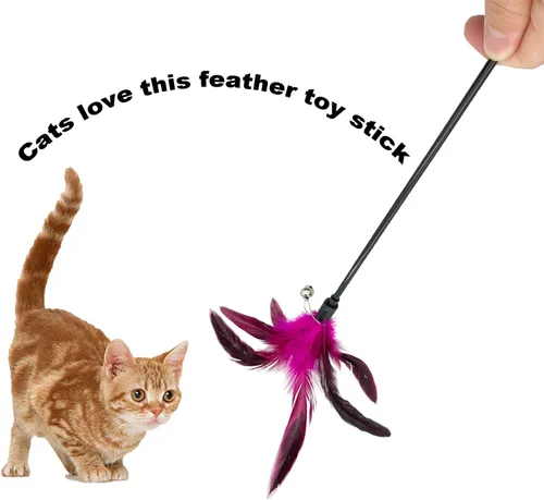 Vista 4 de CATENAS - 6 juguetes de plumas para gatos, varita interactiva para gatos