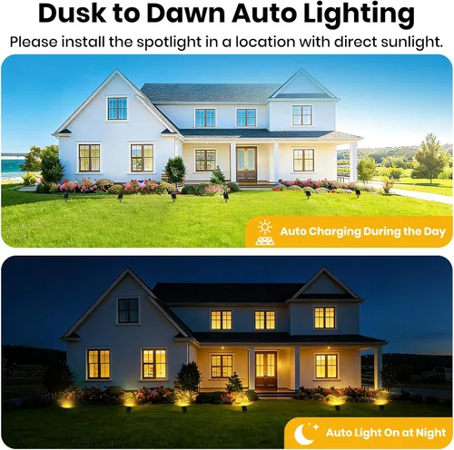 Vista 6 de SOTTLOT Luces solares para senderos al aire libre, luz solar regulable con IP65 a prueba de agua, 500LM 3000K iluminación solar al aire libre