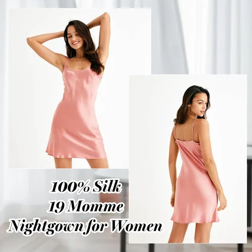 Vista 8 de Ropa de dormir para mujer, 100% seda, sexy, de satén, ajustada, ropa de dormir