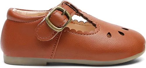 Vista 6 de DADAWEN - Zapatos de correa de vestir planos para niña, clásicos, para usar con el uniforme escolar