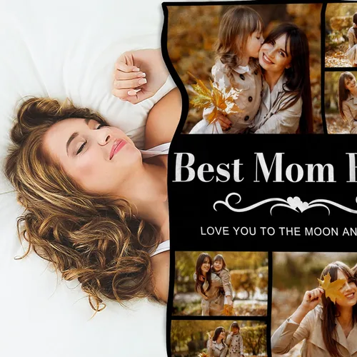 Vista 4 de Regalos de Beat Mom Ever, mantas personalizadas con fotos, mantas personalizadas con imagen para mamá de hija, hijo, a mi mamá, amante o esposa