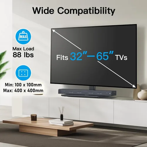 Vista 2 de PERLESMITH - Soporte universal para TV de mesa para televisores LCD LED OLED 4K de pantalla plana de 32 a 65 pulgadas - Soporte de TV de altura