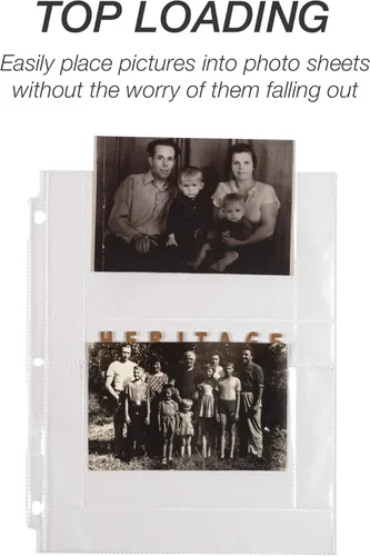 Vista 6 de Samsill Páginas de fotos de 4 x 6 pulgadas para carpeta de 3 anillos de 4 x 6, paquete de 25), con capacidad para 100 imágenes, cada página de fotos