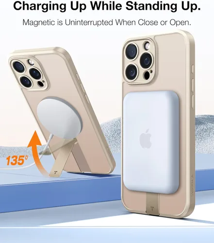 Vista 3 de TORRAS Desert Titanium 360° Soporte giratorio con bloqueo magnético y a prueba de golpes para el iPhone 16 Pro con protección completa de la cámara