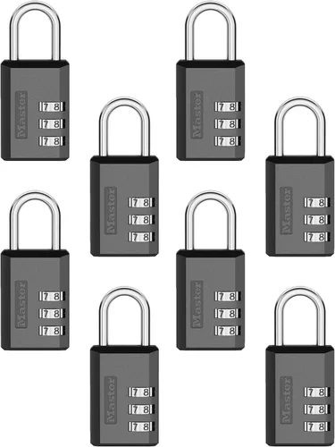 Vista 9 de Master Lock 647EC2 - Candado de combinación negra, cerradura de casillero de gimnasio para interiores con código personalizable de 3 dígitos