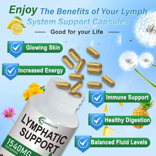 Vista 8 de Suplementos de drenaje linfático de 1540 mg, suplemento de apoyo del sistema linfático para mujeres y hombres con diente de león, cuchillas