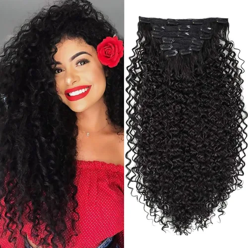 Vista 18 de BHF - Extensión de cabello rizado de 26 pulgadas, con clip de doble trama de 4.94 onzas, fibra japonesa resistente al calor, extensión de cabello