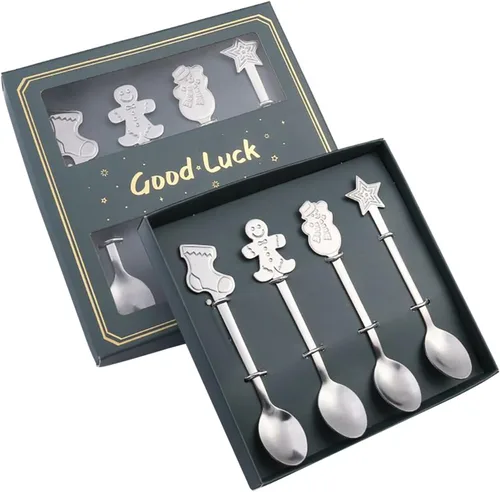 Vista 14 de Juego de cucharas de Navidad, cuchara de café creativa de acero inoxidable, cucharas de té de Navidad para revolver, mezclar, batidos, mermelada