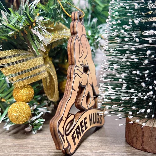 Vista 4 de Adorno de Navidad de lucha libre 2025, adornos de luchador niño para árbol de Navidad, decoración colgante de madera con temática deportiva, regalos