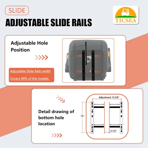 Vista 5 de Asiento Universal de Tractor, Asiento de Carretilla Elevadora con Cinturón de Seguridad y Respaldo Ajustable, Reposacabezas, Reposabrazos