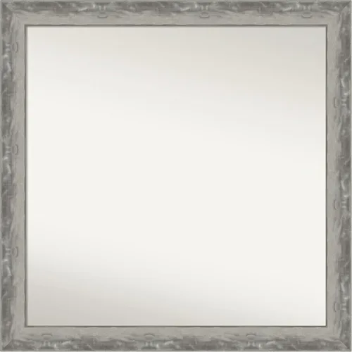 Vista 205 de Amanti Art Espejo de baño plateado para sobre el fregadero, 24 x 24 pulgadas, espejo cuadrado de peltre forjado a medida, marco de madera casual