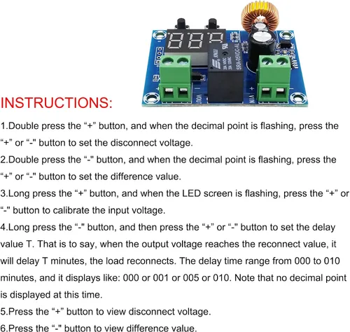 Vista 5 de Interruptor de desconexión de protector digital de bajo voltaje XH-M609, módulo de protección de voltaje CC 12V-36V Módulo de protección de circuito