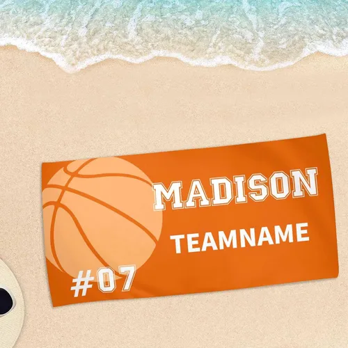 Vista 5 de Interestprint Toalla de piscina con nombre personalizado para niños, adultos y hombres, toalla de playa naranja personalizada con número