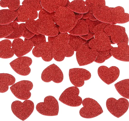 Vista 10 de MECCANIXITY 60 calcomanías de espuma con purpurina de 1 pulgada autoadhesivas en forma de corazón para suministros de manualidades, bricolaje