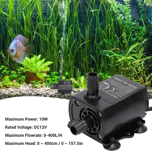 Vista 6 de Bomba de agua sumergible, CC 12 V 10 W 400L Lift QR50H Bomba sumergible para fuente pequeña para acuario tasa ajustable, bomba de fuente, fuente
