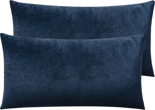 Vista 48 de NTBAY Fundas de almohada de terciopelo con cremallera, paquete de 2 fundas de almohada de viaje de franela de lujo, 13 x 18 pulgadas, color negro