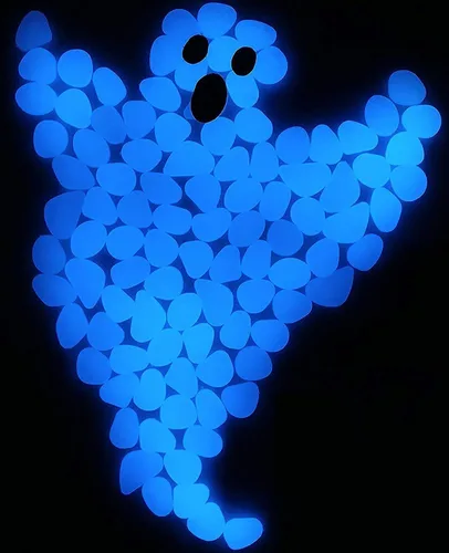 Vista 7 de 340 guijarros de jardín que brillan en la oscuridad, piedras luminosas para jardinería, decoración al aire libre, agua brillante, pecera, grava Azul
