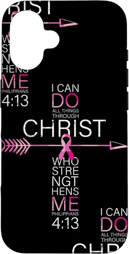 Vista 32 de Breast Cancer Phone Cases Women Philippians 4:13 Pink Cancer Case for iPhone 17