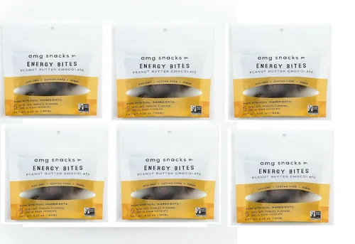 Vista 3 de Bocaditos energéticos de chocolate con mantequilla de maní 4.3 onzas, paquete de 6 (72 bocados en total) Bocados energéticos de dátiles y nueces