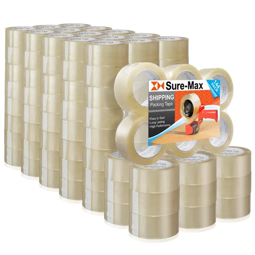 Vista 9 de Sure-Max Cinta de embalaje de cartón premium de 1.8 mil 330 pies (110 yardas), transparente, 6 rollos