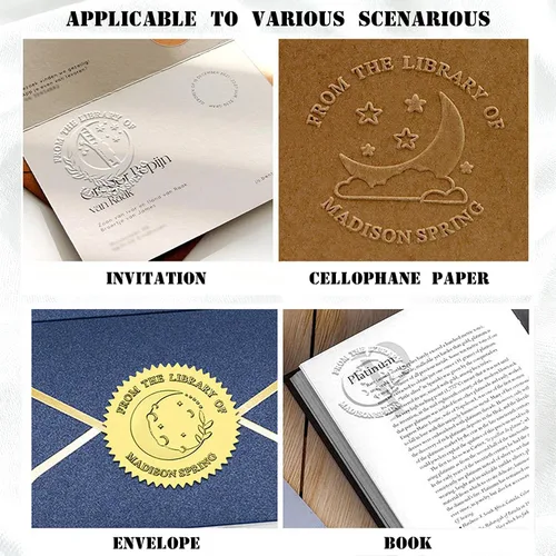 Vista 5 de Personalized Book Embosser Custom Book Embosser from The Library of Stamp Gifts for Book Lovers Wedding