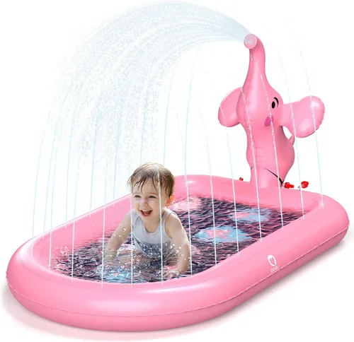 Vista 9 de QPAU Almohadillas de salpicaduras para niños pequeños de 1 a 3 años, tapete de juguete de elefante azul para niños, tapete de juego al aire libre