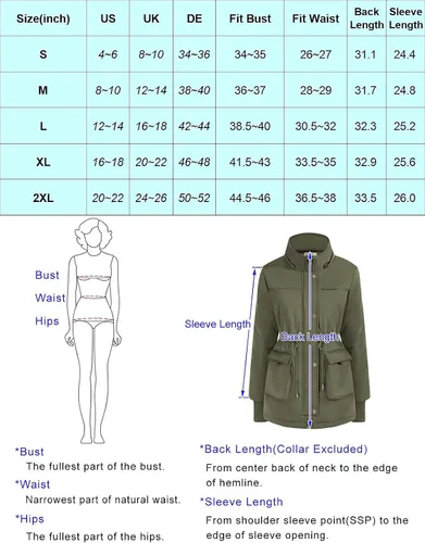 Vista 4 de GRACE KARIN Abrigos de invierno para mujer, parkas de forro polar, chaqueta militar con capucha