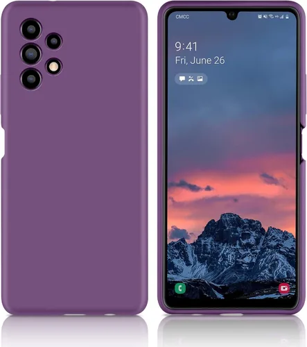 Vista 5 de Diseñada para Galaxy A32 5G, silicona líquida de goma de gel a prueba de golpes, forro de tela de microfibra suave, compatible con Galaxy A32 5G