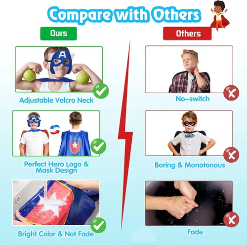 Vista 3 de Roko Juguetes para niños de 3 a 10 años, capas de superhéroe para niños, disfraces de fiesta, suministros de fiesta, regalos de Navidad, regalos