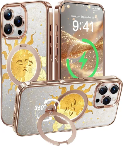 Vista 43 de CASEKOO Funda plateada brillante para iPhone 17 Pro con soporte magnético giratorio de 360 grados [compatible con MagSafe]