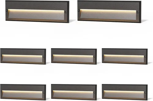 Vista 10 de GOODSMANN Kits de luces de paso de bajo voltaje de 5.5 pulgadas al aire última intervensión 12V CA Luces de escalera de paisaje cableadas 8PK 3W LED