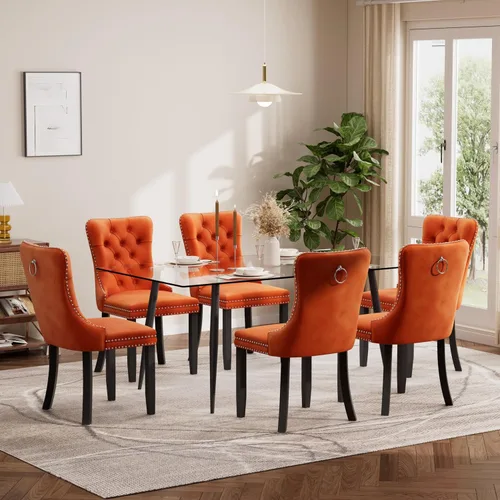 Vista 57 de Baysitone Juego de mesa de comedor de cristal de 51 pulgadas para 4, juego de 5 piezas de comedor moderno, mesa de cocina rectangular de vidrio