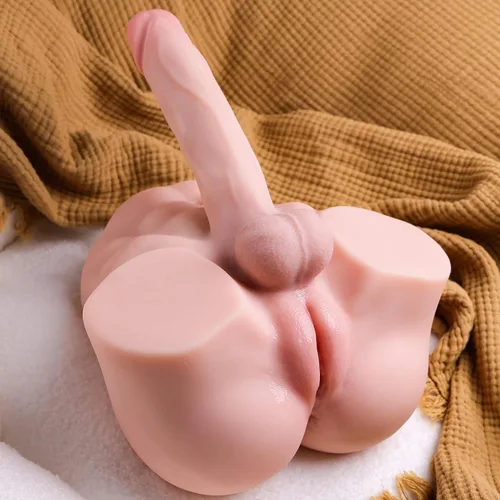 Vista 3 de Muñeca sexual transexual con consolador flexible de 8 pulgadas, muñecas sexuales trans unisex con orificio vaginal y anal apretado, juguetes