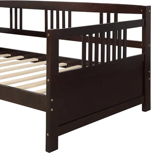 Vista 7 de Harper & Bright Designs Marco de sofá cama doble, marco de madera maciza, no necesita somier (espresso)