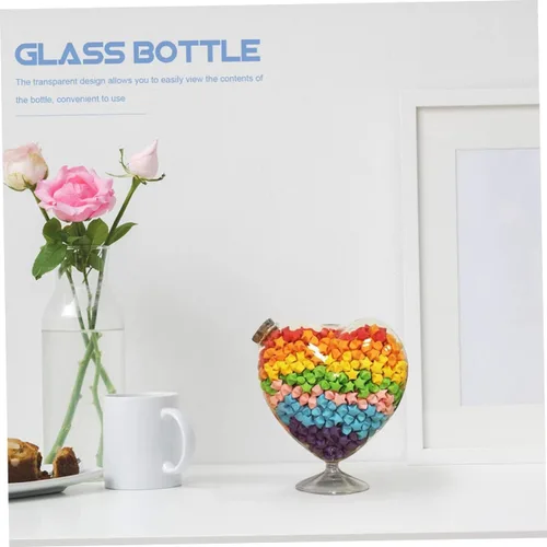 Vista 5 de Tarro de cristal con forma de corazón para dulces con tapa para frutas secas, almacenamiento de joyas y uso doméstico, elegante recipiente