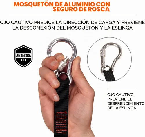 Vista 5 de Ergodyne Squids 3105 Tool Lanyard with Aluminum Screw Lock Carabiner, Tool Weight Capacity 15 lbs