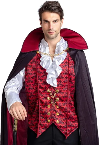 Vista 5 de Spooktacular Creations Renaissance Medieval Scary Vampire Deluxe Halloween Costume For Men Role-Playing Sins Cosplay