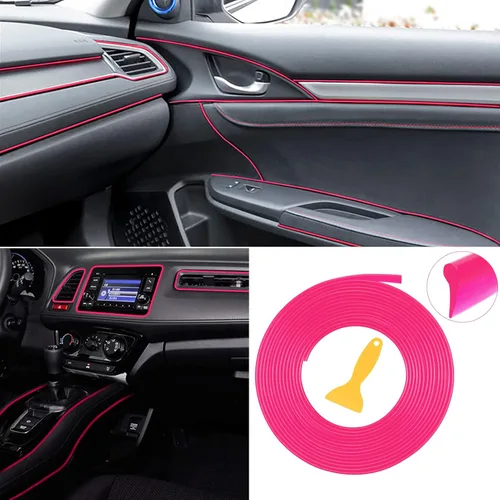 Vista 8 de Tiras decorativas para interior de automóvil, impermeables, ajuste universal y flexibles, tiras para insertar, incluye herramienta de instalación
