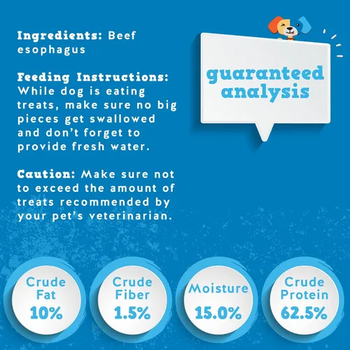 Vista 5 de Jack&Pup Beef Gullet Bites (1 libra) Gullet Jerky para perros pequeños y medianos, golosinas de esófago de res de un solo ingrediente para cachorros