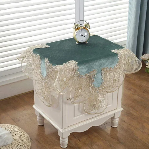 Vista 2 de Topwon Mantel cuadrado para mesita de noche, a prueba de polvo (azul)