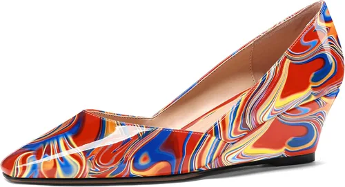 Vista 9 de MODENCOCO Zapatos de tacón bajo con cuña de tacón bajo para mujer, con puntera cuadrada, 2 pulgadas Beige